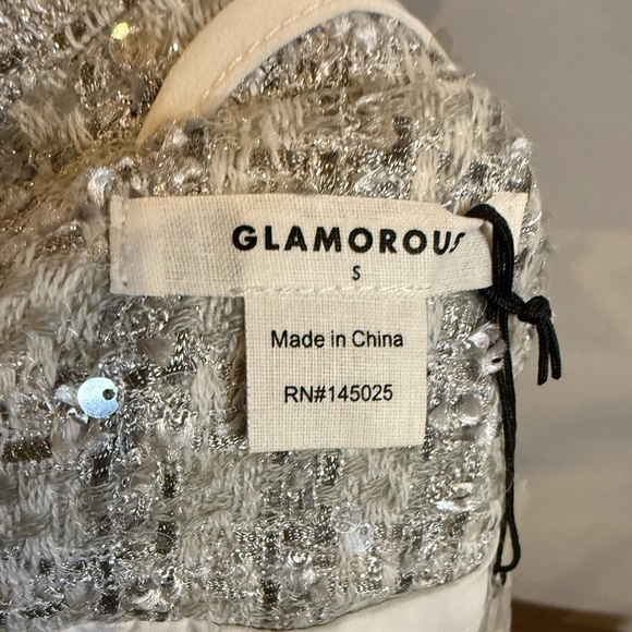 Glamorous Ladies size Small Silver-Tweed Double-Breasted Crop-Blazer - Picture 4 of 8